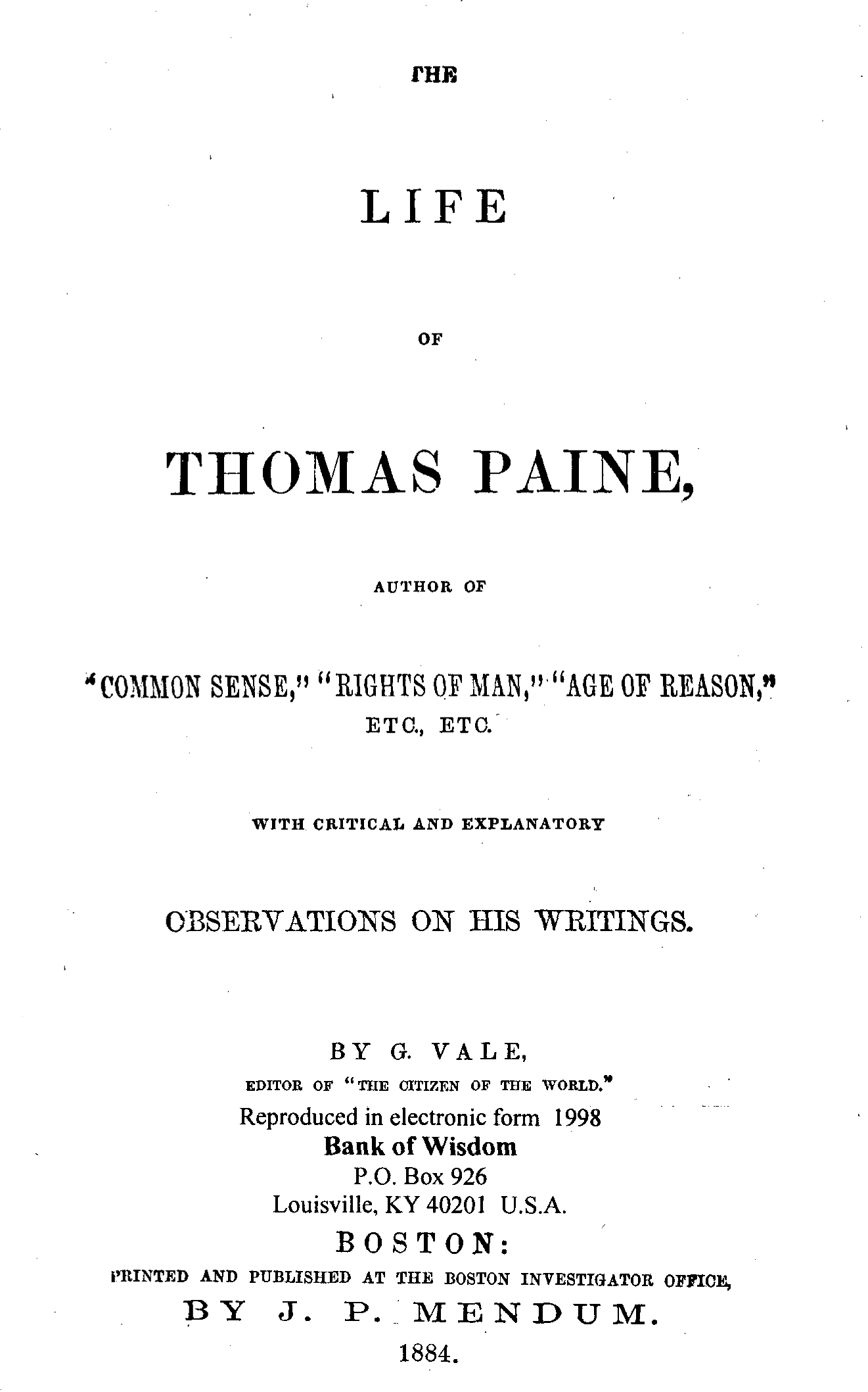 The Life of Thomas Paine